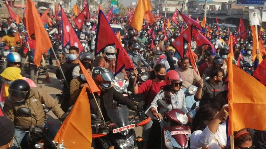हिन्दु राष्ट्रको माग गर्दै नेपालगञ्जमा मोटरसाइकल र्याली